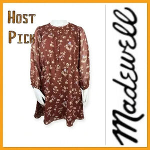 🔥 Host Pick 🔥Madewell brown print Norma Rae dress with small flowers